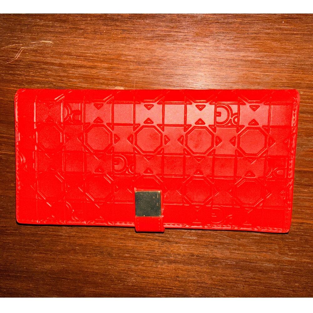 Chic Purificacion Garcia Red Embossed Leather Wallet